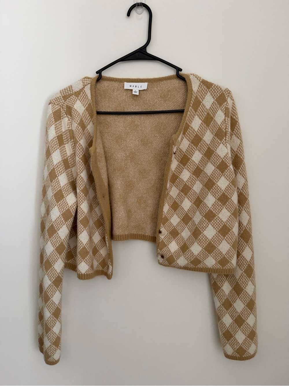 Mable Tan & Cream Knit Cardigan & Strapless Top Set Women’s Large - Picture 8 of 10